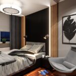 projekt sypialni z ciemnym kolorem