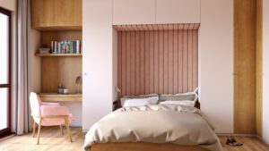 abrys projekt wnętrza sypialni w bloku mieszkalnym