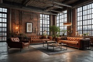 Industrialny: Wnętrze z surowym, nieco niedokończonym wyglądem