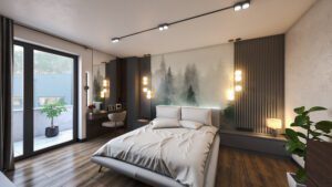 projekt wnętrza sypialni wykonany w biurze projektowym Abrys