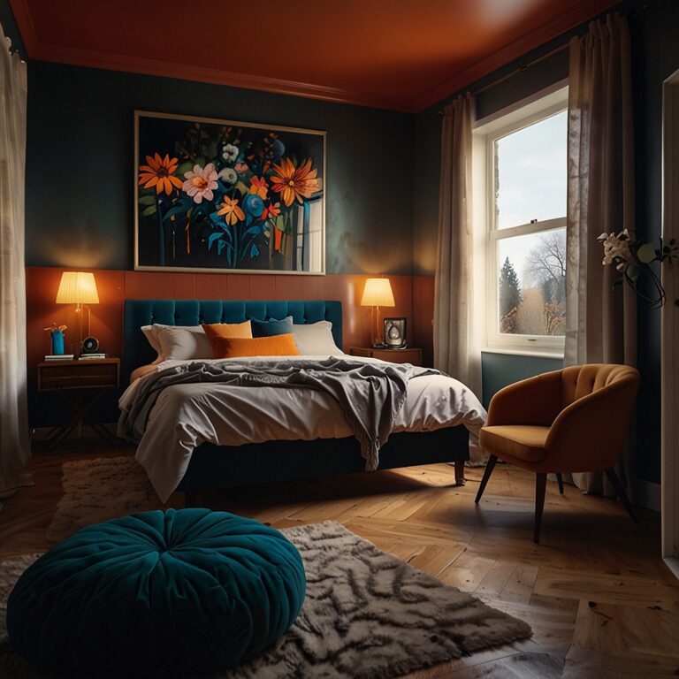 ciepły i przyjemny projekt wnętrza sypialni