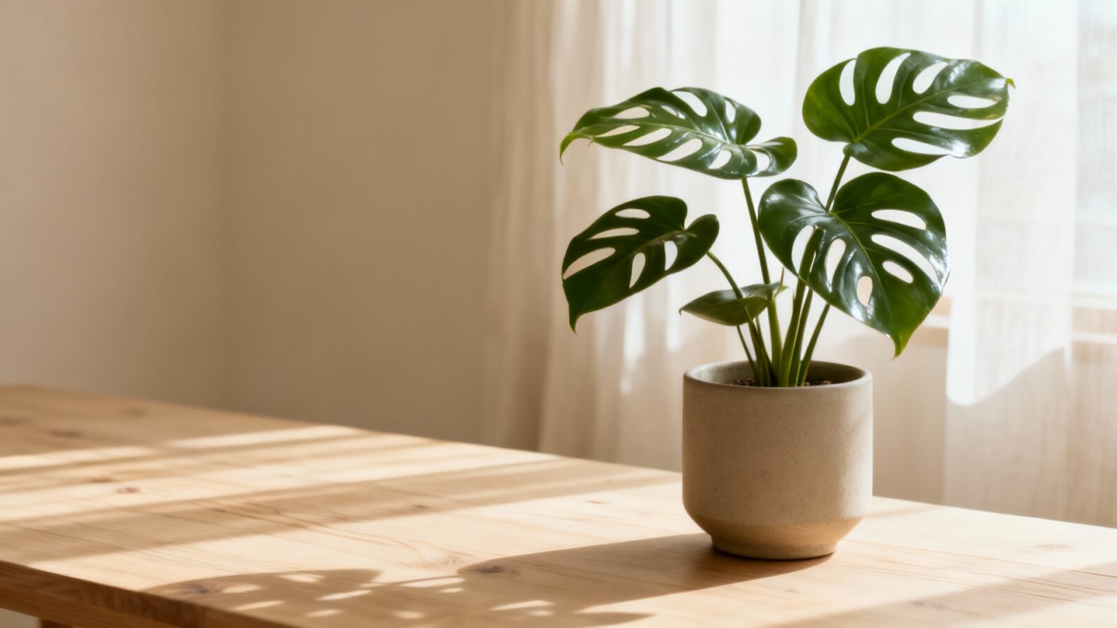 Rośliny w minimalistycznym wnętrzu japandi