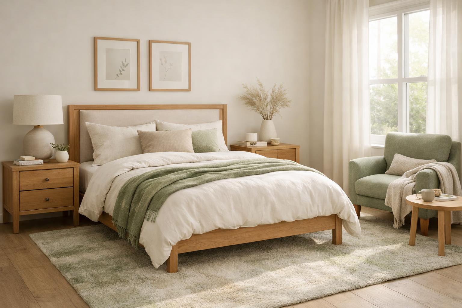 Sypialnia z zielonym akcentem